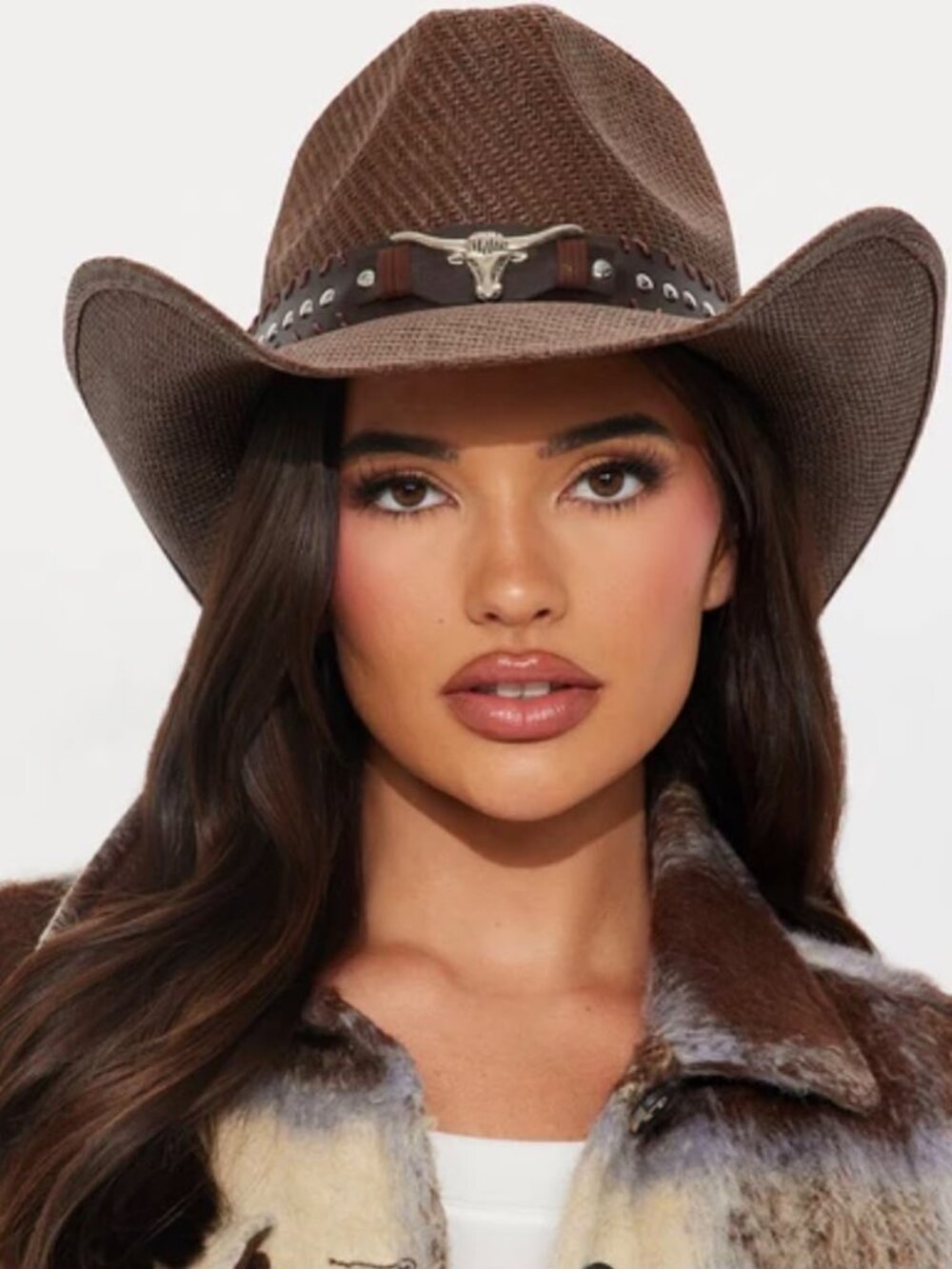 Fashion Nova Stay Wild Stay Free Cowboy Hat Brown